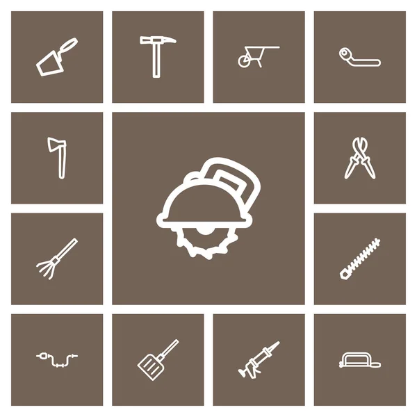 Набор из 13 таблиц Tools Outline Icons. Includes Symbols such as Pliers, Circle Spanner, Trowel and More. Can be used for Web, Mobile, UI and Infographic Design . — стоковый вектор