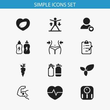12 düzenlenebilir eğitim simgeler kümesi. Zayıflama, ölçekler, Fitness içki ve daha fazlası gibi simgeler içerir. Web, mobil, UI ve Infographic tasarımı için kullanılabilir.