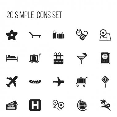 20 düzenlenebilir tatil simgeler kümesi. Dinlenme zamanı, havza, sepeti ve daha fazlası gibi simgeler içerir. Web, mobil, UI ve Infographic tasarımı için kullanılabilir.