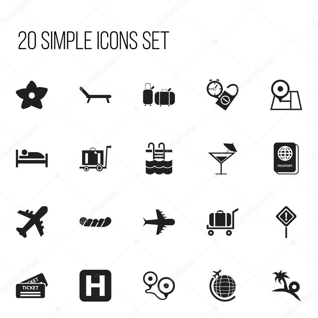 Set Of 20 Editable Holiday Icons. Includes Symbols Such As Rest Time, Basin, Cart And More. Can Be Used For Web, Mobile, UI And Infographic Design.