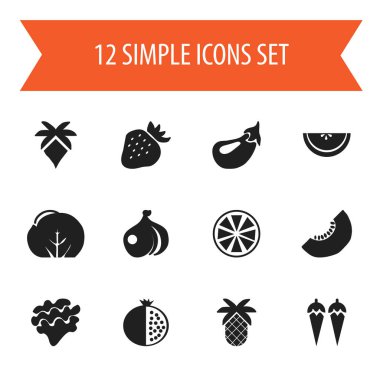 12 düzenlenebilir Berry simgeler kümesi. Kavun dilimi, karnabahar, soğan ve daha fazlası gibi simgeler içerir. Web, mobil, UI ve Infographic tasarımı için kullanılabilir.