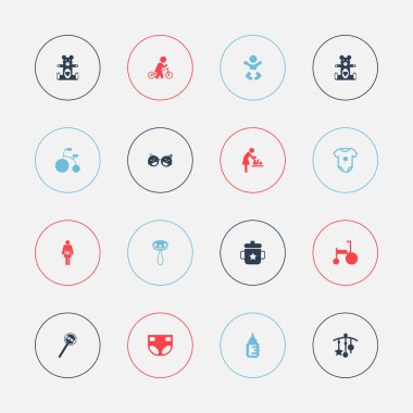 16 düzenlenebilir bebek simgeler kümesi. Yeni doğan çocuk, biberon, Goplet ve daha fazlası gibi simgeler içerir. Web, mobil, UI ve Infographic tasarımı için kullanılabilir.