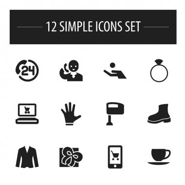 12 düzenlenebilir iş simgeler kümesi. Simgeleri gibi çizme, hırka, E-ticaret ve daha fazlasını içerir. Web, mobil, UI ve Infographic tasarımı için kullanılabilir.