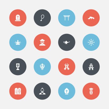 16 düzenlenebilir Dyne simgeler kümesi. Diwali, güneş sembolü, mezar taşı ve daha fazlası gibi simgeler içerir. Web, mobil, UI ve Infographic tasarımı için kullanılabilir.