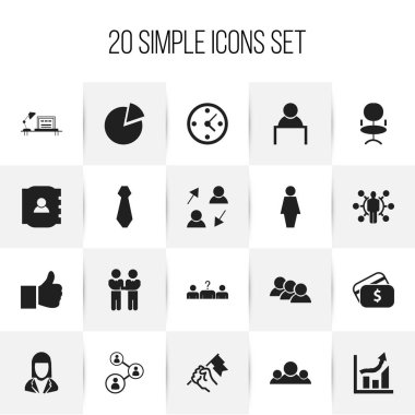 20 düzenlenebilir iş simgeler kümesi. Personel yapısı gibi simgeler anlaşması, konuşma ve daha fazlasını içerir. Web, mobil, UI ve Infographic tasarımı için kullanılabilir.