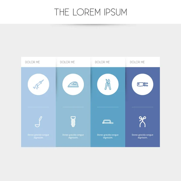 Set van 8 bewerkbare toestellen overzicht pictogrammen. Bevat symbolen zoals Snoeischaar, Sealant, soep-OPSCHEPLEPEL en meer. Kan worden gebruikt voor Web, Mobile, Ui en Infographic Design. — Stockvector