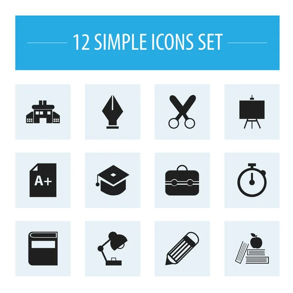 Conjunto de 12 Ícones de Conhecimento Editáveis. Inclui símbolos como tronco, cerimônia, literatura e muito mais. Pode ser usado para Web, Mobile, UI e design infográfico . — Vetor de Stock