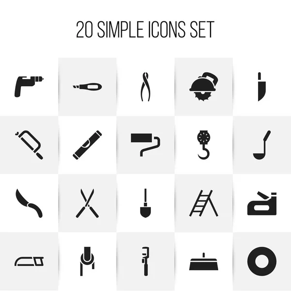 Conjunto de 20 iconos de equipos editables. Incluye símbolos como espaciador, correas, pincel y más. Puede ser utilizado para el diseño de la tela, móvil, interfaz de usuario e infografía . — Vector de stock