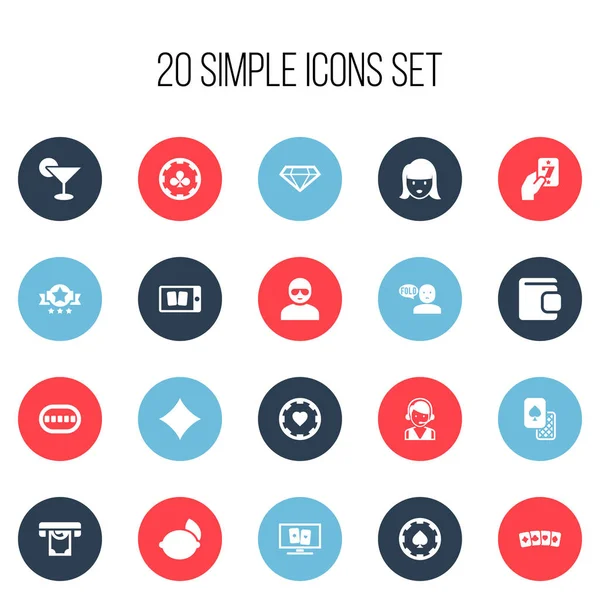 20 düzenlenebilir oyun simgeler kümesi. Kart takım elbise, kulüpleri, Casino çip ve daha fazlası gibi simgeler içerir. Web, mobil, UI ve Infographic tasarımı için kullanılabilir.