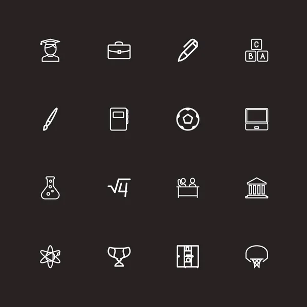 Conjunto de 16 iconos del contorno de la ciencia editable. Incluye símbolos como niños, construcción, baloncesto y más. Puede ser utilizado para el diseño de la tela, móvil, interfaz de usuario e infografía . — Vector de stock
