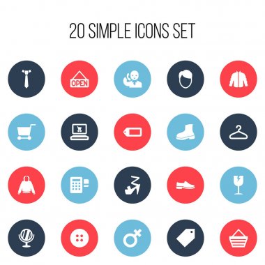 20 düzenlenebilir iş simgeler kümesi. Gibi semboller içeren açık, kadın sembolü, bulutsuz. Web, mobil, UI ve Infographic tasarımı için kullanılabilir.