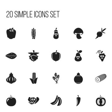 20 düzenlenebilir tencere simgeler kümesi. Mantar, şalgam, Erik ve daha fazlası gibi simgeler içerir. Web, mobil, UI ve Infographic tasarımı için kullanılabilir.