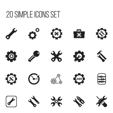 20 düzenlenebilir hizmet simgeler kümesi. Erişim, aritmetik, tamir ekipmanları ve daha fazlası gibi simgeler içerir. Web, mobil, UI ve Infographic tasarımı için kullanılabilir.