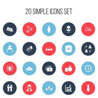 20 düzenlenebilir iş simgeler kümesi. Aday, iletişim kitap, ortaklık gibi simgeler içerir. Web, mobil, UI ve Infographic tasarımı için kullanılabilir.