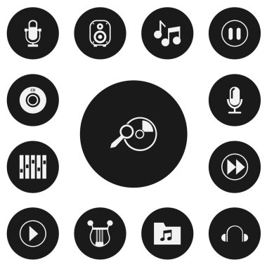 13 düzenlenebilir şarkı simgeler kümesi. Başlangıç ses, ekolayzer, geri sarma ve daha fazlası gibi simgeler içerir. Web, mobil, UI ve Infographic tasarımı için kullanılabilir.