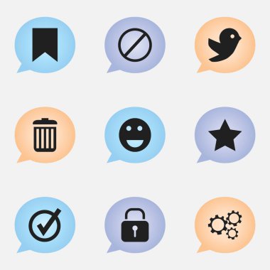 9 düzenlenebilir Internet simge kümesi. Böyle inkar gibi Tag sembolleri, Emoji ve daha fazlasını içerir. Web, mobil, UI ve Infographic tasarımı için kullanılabilir.