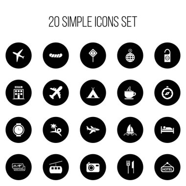 20 düzenlenebilir gezi simgeler kümesi. Tabela, Pusula, Bratwurst ve daha fazlası gibi simgeler içerir. Web, mobil, UI ve Infographic tasarımı için kullanılabilir.