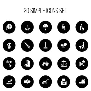 20 düzenlenebilir dikim simgeler kümesi. Sembolleri kırpma gibi Bahçe koltuk, Ayakkabı ve daha fazlasını içerir. Web, mobil, UI ve Infographic tasarımı için kullanılabilir.