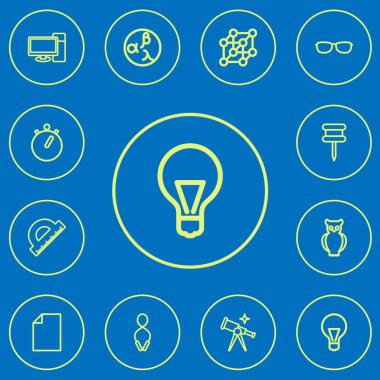 12 düzenlenebilir eğitim anahat simgeleri ayarlayın. Belge, cetvel, kuş ve daha fazlası gibi simgeler içerir. Web, mobil, UI ve Infographic tasarımı için kullanılabilir.