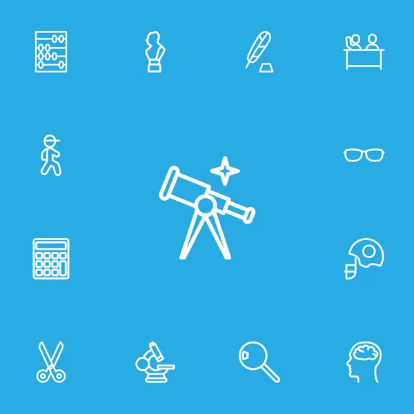 Set Of 13 Editable Science Outline Icons. Includes Symbols Such As Goggles, Eyepiece, Magnifier And More. Can Be Used For Web, Mobile, UI And Infographic Design. — Stock Vector