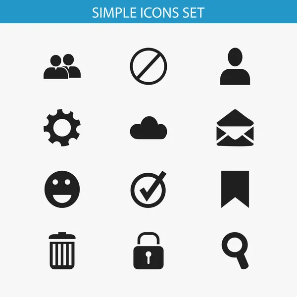 Conjunto de 12 iconos de red editables. Incluye símbolos como lupa, seguridad, cielo y más. Puede ser utilizado para el diseño de la tela, móvil, interfaz de usuario e infografía . — Archivo Imágenes Vectoriales