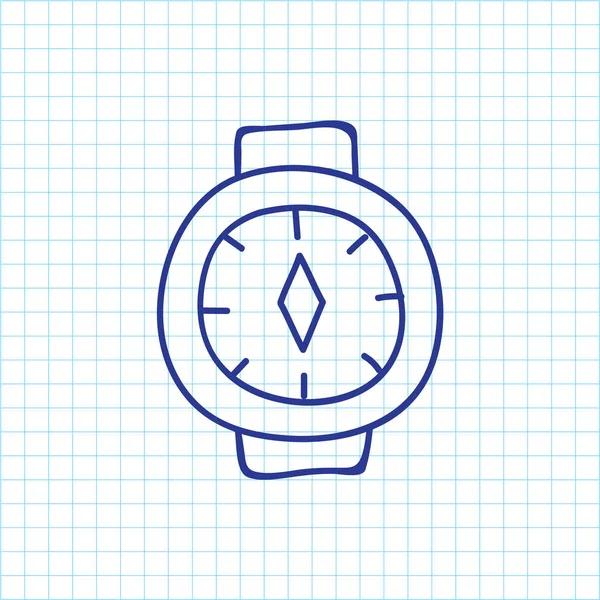 Vektor-Illustration des Reise-Symbols auf Uhr-Doodle. Premium-Qualität isolierte Armbanduhr Element im trendigen flachen Stil. — Stockvektor