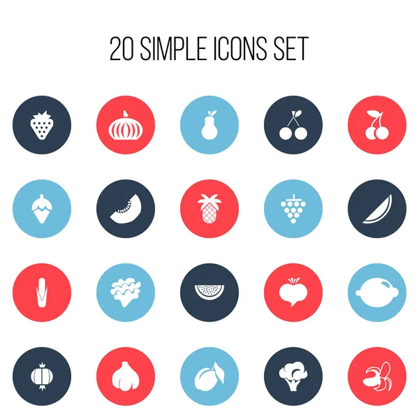 20 düzenlenebilir tatlı simgeler kümesi. Ampul, turp, Berry ve daha fazlası gibi simgeler içerir. Web, mobil, UI ve Infographic tasarımı için kullanılabilir.