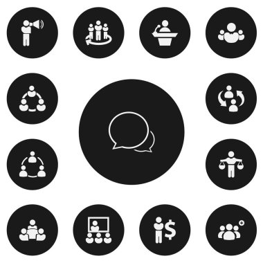 13 düzenlenebilir takım simgeler kümesi. Finans Müdürü, ekip çalışması, dostluk ve daha fazlası gibi simgeler içerir. Web, mobil, UI ve Infographic tasarımı için kullanılabilir.