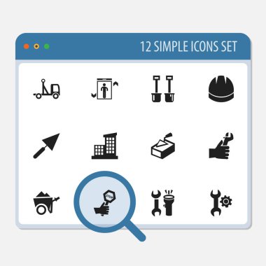 12 düzenlenebilir yapısını simgeler kümesi. Yükseklik, daire, teslim ve daha fazlası gibi simgeler içerir. Web, mobil, UI ve Infographic tasarımı için kullanılabilir.