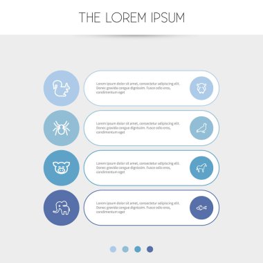 8 düzenlenebilir zooloji anahat simgeleri ayarlayın. Fil, güvercin, Zebra ve daha fazlası gibi simgeler içerir. Web, mobil, UI ve Infographic tasarımı için kullanılabilir.