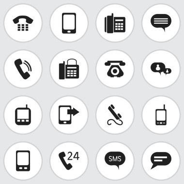 16 düzenlenebilir telefon simgeler kümesi. Arama, yorum, hareket eden ve daha fazlası gibi simgeler içerir. Web, mobil, UI ve Infographic tasarımı için kullanılabilir.