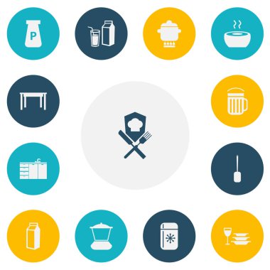 13 düzenlenebilir mutfak simgeler kümesi. Böyle bir yemek hazırlamak gibi cam, Resepsiyon ve daha fazlası ile tabaklar sembolleri içerir. Web, mobil, UI ve Infographic tasarımı için kullanılabilir.