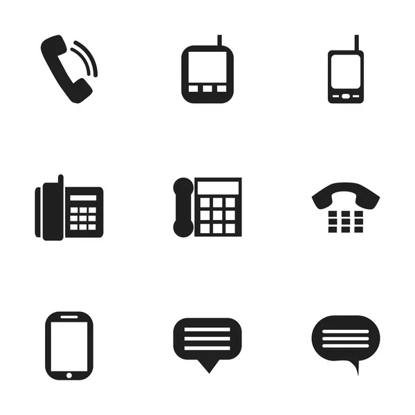 Conjunto de 9 ícones de dispositivo editável. Inclui símbolos como fórum, celular em casa, conversando e muito mais. Pode ser usado para Web, Mobile, UI e design infográfico . — Vetor de Stock