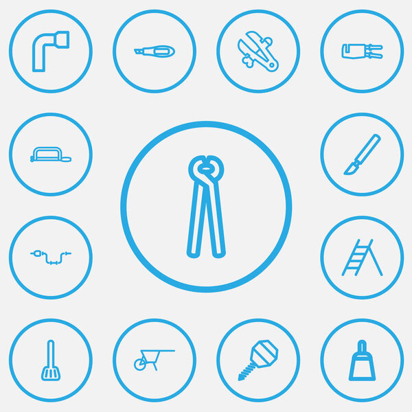 Набор из 13 настольных иконок. Includes Symbols such as Handsaw, Wheel Wrench, Scraper. Can be used for Web, Mobile, UI and Infographic Design
.