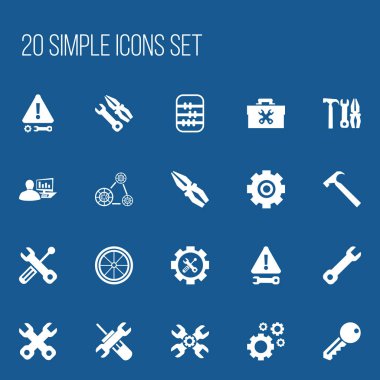 20 düzenlenebilir hizmet simgeler kümesi. Bakım, İngiliz anahtarı, aritmetik ve daha fazlası gibi simgeler içerir. Web, mobil, UI ve Infographic tasarımı için kullanılabilir.