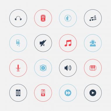16 düzenlenebilir Mp3 simgeler kümesi. Dj, müzik telefonu ve daha fazla gibi simgeler içerir. Web, mobil, UI ve Infographic tasarımı için kullanılabilir.