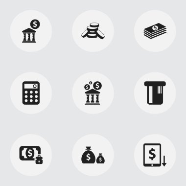 9 düzenlenebilir Finans simgeler kümesi. Court House, ödeme, Kütüphane ve daha fazlası gibi simgeler içerir. Web, mobil, UI ve Infographic tasarımı için kullanılabilir.