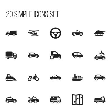 20 düzenlenebilir sevk irsaliyesi simgeler kümesi. Otomatik, kamyon, Bogie ve daha fazlası gibi simgeler içerir. Web, mobil, UI ve Infographic tasarımı için kullanılabilir.