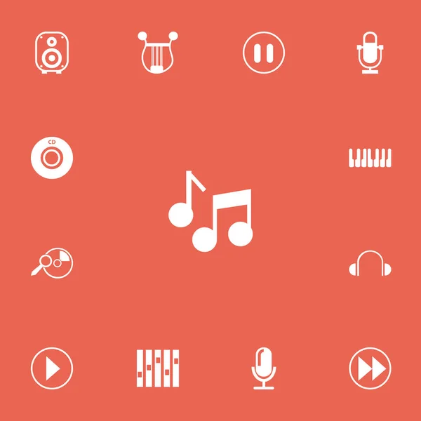 Set van 13 bewerkbare muziek iconen. Bevat symbolen zoals Audio Note, Start Audio, muziekinstrumenten en meer. Kan worden gebruikt voor Web, Mobile, Ui en Infographic Design. — Stockvector