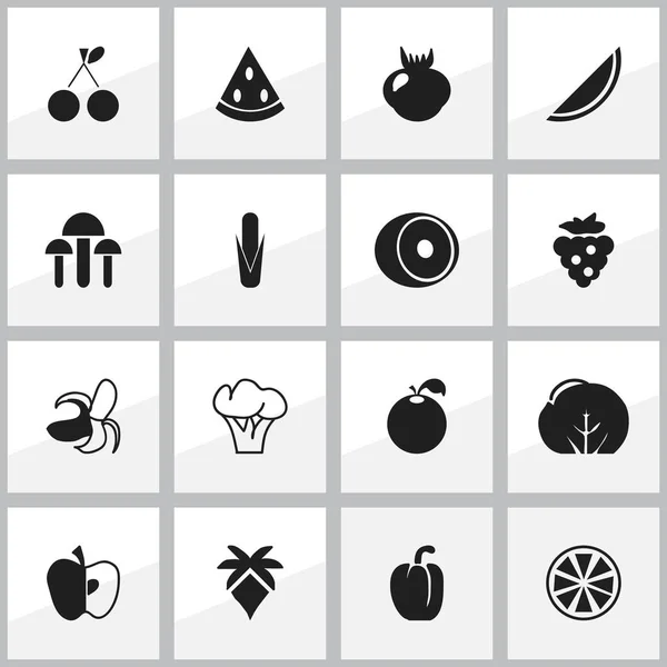 Set med 16 redigerbara Dessert ikoner. Innehåller symboler som Melon, citron, träd och mer. Kan användas för webb-, mobil-, Ui- och Infographic Design. — Stock vektor