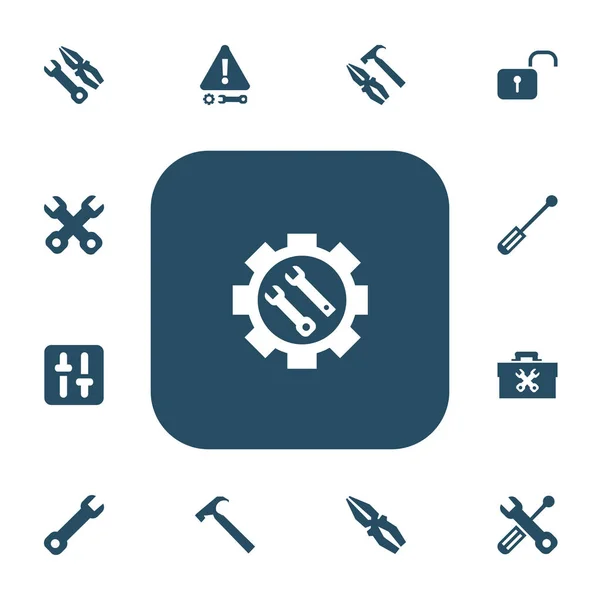 Conjunto de 13 ícones de reparação editáveis. Inclui símbolos como alça Hit, Cuidado, Configurações. Pode ser usado para Web, Mobile, UI e design infográfico . —  Vetores de Stock