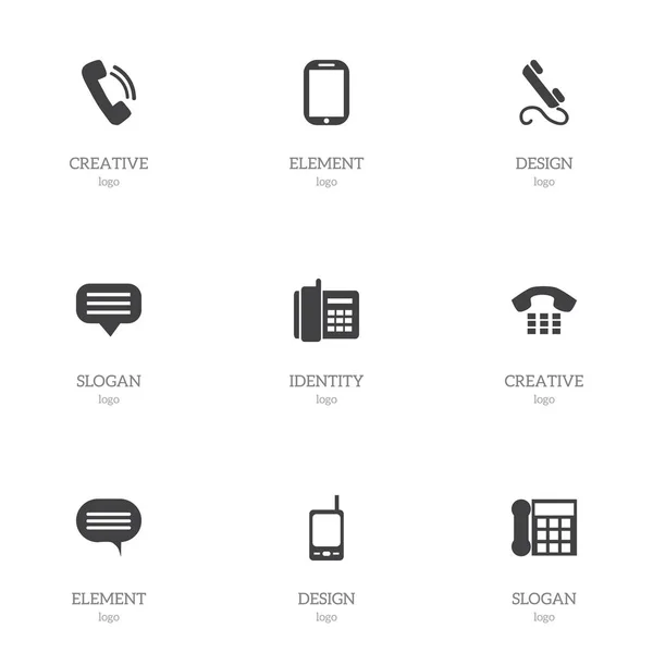 Conjunto de 9 iconos de dispositivos editables. Incluye símbolos como el dispositivo de llamada, hablar, teléfono celular en casa y más. Puede ser utilizado para el diseño de la tela, móvil, interfaz de usuario e infografía . — Archivo Imágenes Vectoriales