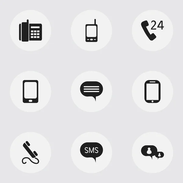 Set van 9 bewerkbare telefoon iconen. Bevat symbolen zoals chatten, 24-uurs service, Tablet en meer. Kan worden gebruikt voor Web, Mobile, Ui en Infographic Design. — Stockvector