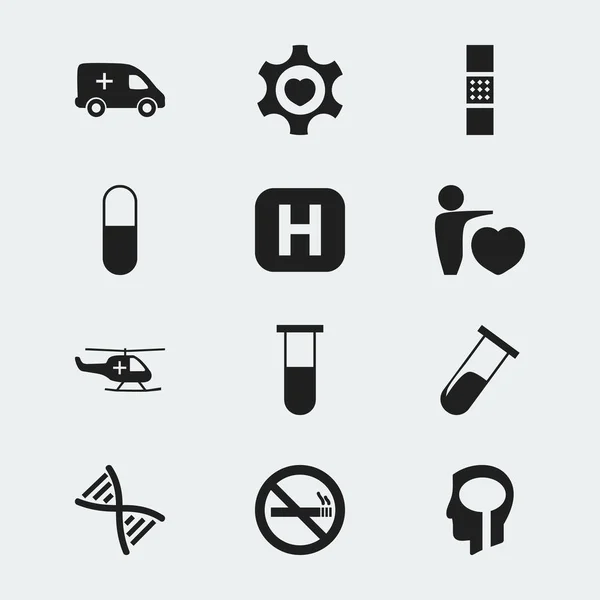 Set van 12 bewerkbare kliniek iconen. Bevat symbolen zoals medische luchtvaart, hart, drugs en meer. Kan worden gebruikt voor Web, Mobile, Ui en Infographic Design. — Stockvector