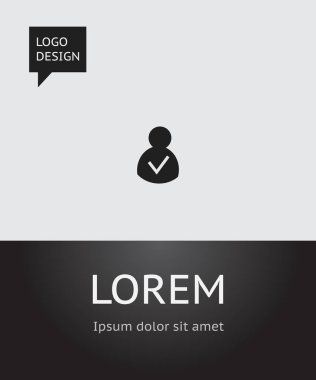 Vektör çizim onaylanan kullanıcı simgesi Internet sembolü. Üstün kaliteli modaya uygun düz stil öğesi izin verilen erişim izole.