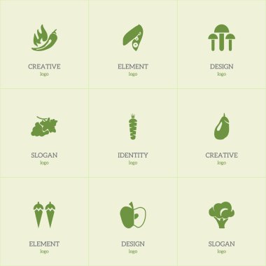 9 düzenlenebilir tatlı simgeler kümesi. Elma, havuç, asma ve daha fazlası gibi simgeler içerir. Web, mobil, UI ve Infographic tasarımı için kullanılabilir.