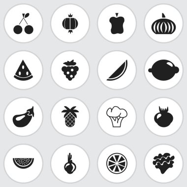 16 düzenlenebilir tatlı simgeler kümesi. Tropikal meyve, ağaç, ısırılan ve daha fazlası gibi simgeler içerir. Web, mobil, UI ve Infographic tasarımı için kullanılabilir.