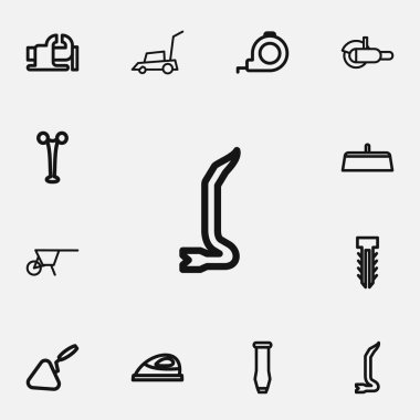 12 düzenlenebilir enstrüman anahat simgeleri ayarlayın. Kerpetenler, macun spatulası, forseps ve daha fazlası gibi simgeler içerir. Web, mobil, UI ve Infographic tasarımı için kullanılabilir.