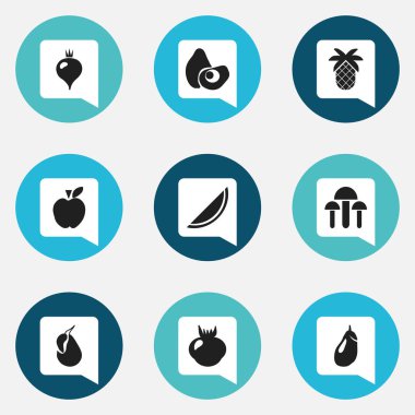 9 düzenlenebilir tatlı simgeler kümesi. Tropikal meyve, Papaya, şalgam ve daha fazlası gibi simgeler içerir. Web, mobil, UI ve Infographic tasarımı için kullanılabilir.