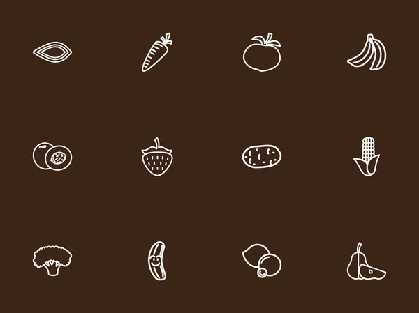 Conjunto de 12 iconos de cocina editables. Incluye símbolos como maíz, plátano, zanahoria y más. Puede ser utilizado para el diseño de la tela, móvil, interfaz de usuario e infografía . — Vector de stock